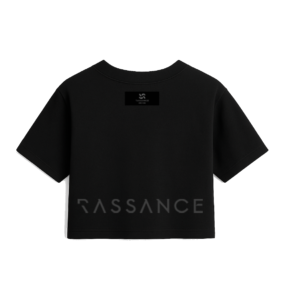 RASSANCE - SIGNATURE TYPOGRAPHY  |CROP TOP — WOMEN | BLACK | BACK